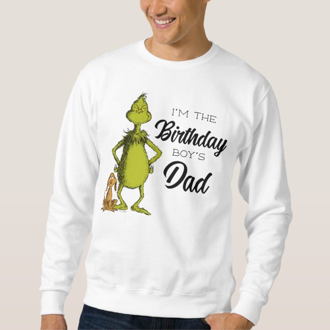 Sweatshirt Papa d'un garçon d'anniversaire Grinch tableau noi (Devant)