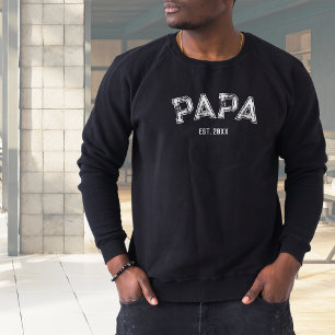 Sweatshirt Papa Est Année Vintage Varsity Grunge Typographie