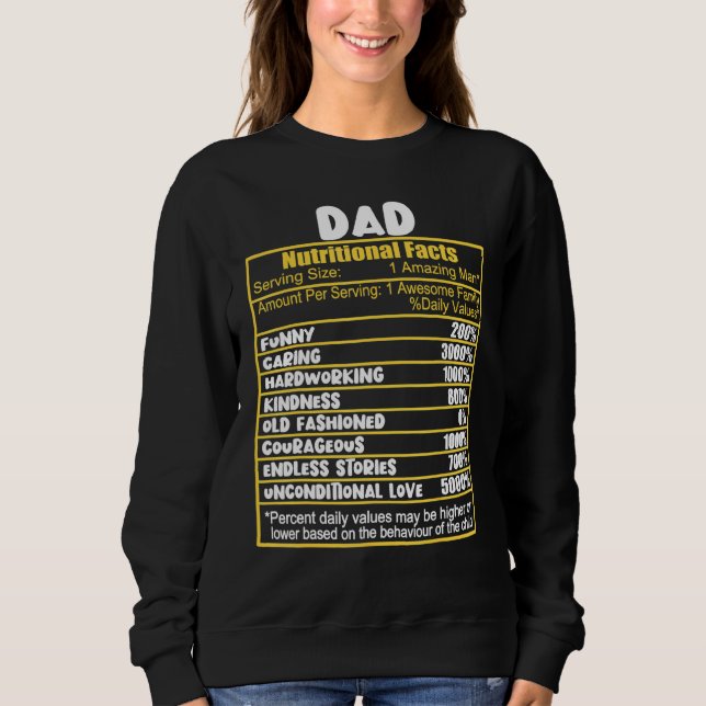 Sweatshirt Papa Faits nutritionnels Valeur nutritive (Devant)