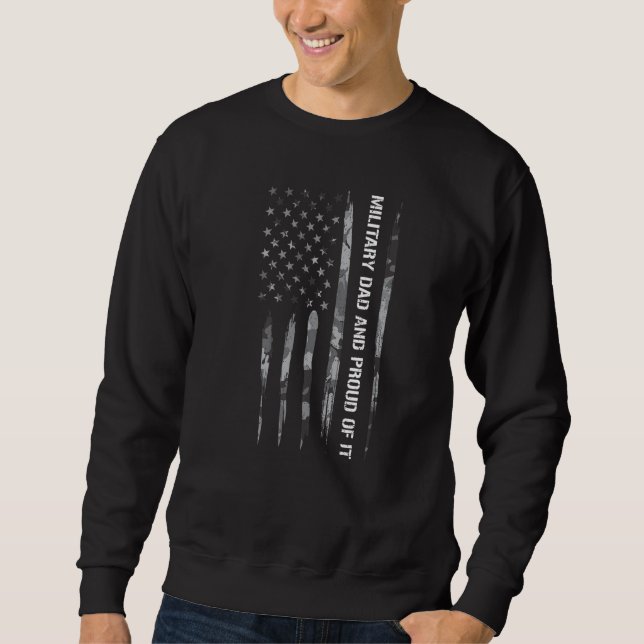 Sweatshirt Papa Militaire Papa Et Fier De Ça Drapeau Américai (Devant)