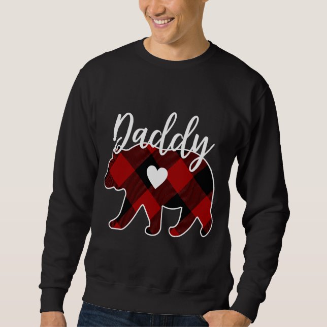 Sweatshirt Papa Ours Buffle de Noël Plaid Rouge Blanc Et B (Devant)