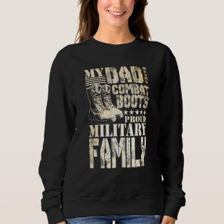 Sweatshirt Papa Porte Des Bottes De Combat Fière Famille Mili