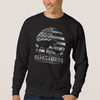 Sweatshirt Papa Saurus Drapeau américain Papa Dinosaur Papa