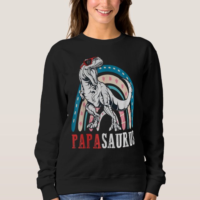 Sweatshirt Papasaurus Rex Dinosaur Papa Saurus Arc-en-ciel Pè (Devant)