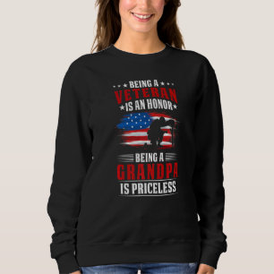 Sweatshirt Papi Vétéran Drapeau Américain Papa Fier Soldat