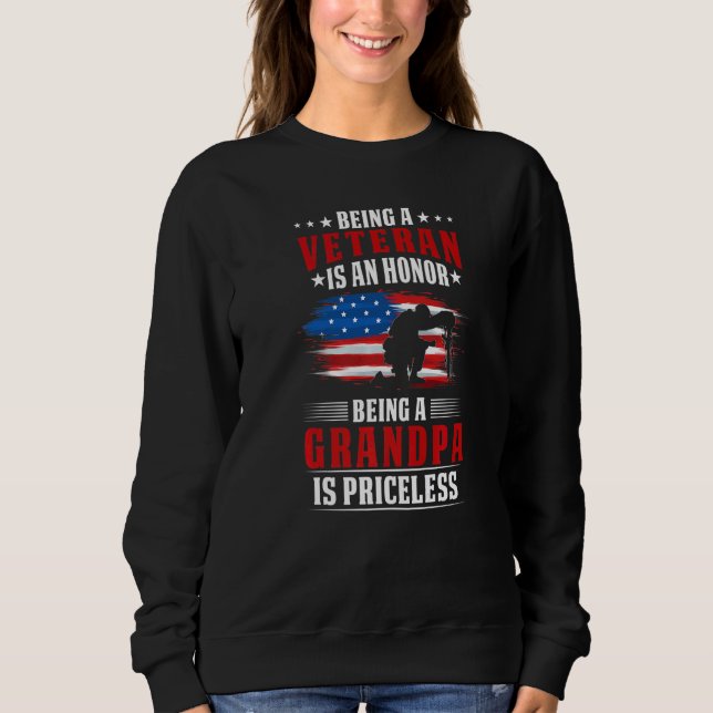 Sweatshirt Papi Vétéran Drapeau Américain Papa Fier Soldat (Devant)
