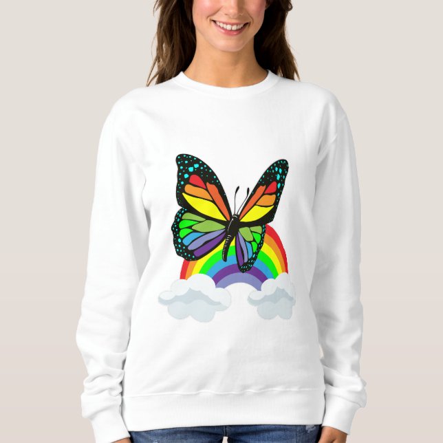 Sweatshirt Papillon avec arc-en-ciel (Devant)