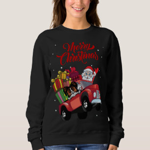 Sweatshirt Papillon Avec Le Père Noël Dans Le Chien De Camion