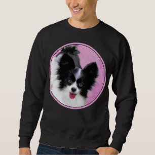 Sweatshirt Papillon (blanc et noir) Peinture - Chien Art