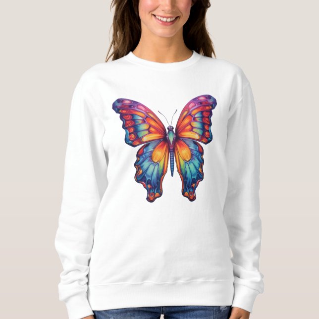 Sweatshirt Papillon Bleu Orange ailes (Devant)