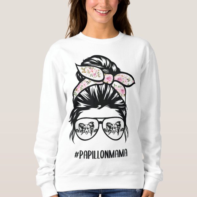 Sweatshirt papillon chien maman désordre pains lunettes papil (Devant)