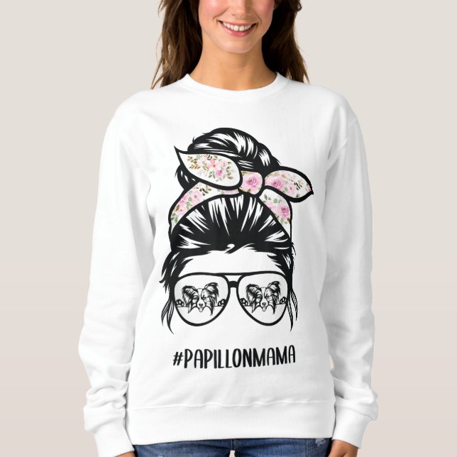 Sweatshirt papillon chien maman désordre pains lunettes papil (Devant)