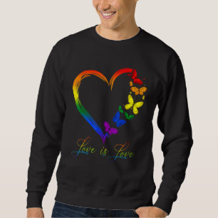 Sweatshirt Papillon Coeur arc-en-ciel L'amour est l'amour Lgb