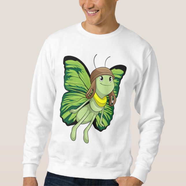 Sweatshirt Papillon comme pilote avec casquette pilote (Devant)