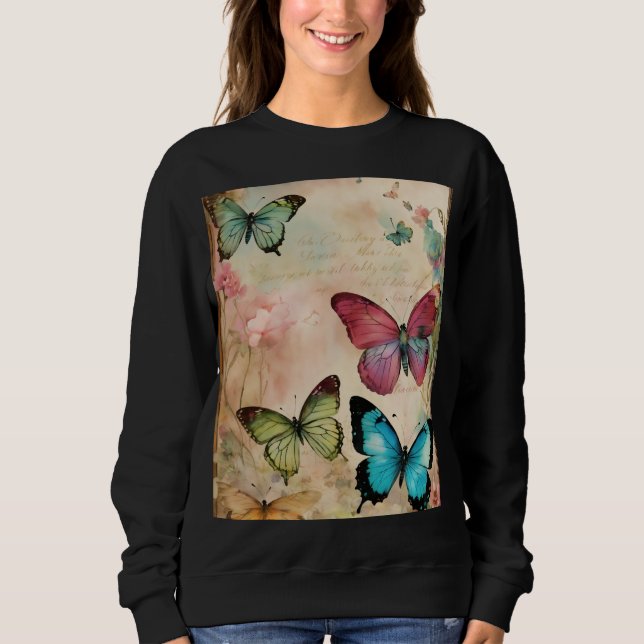 Sweatshirt Papillon Crâne Steampunk – Rue Abstraite de Luxe (Devant)