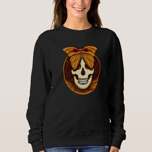 Sweatshirt Papillon de nuit crâne squelette gothique Goblinco (Devant)