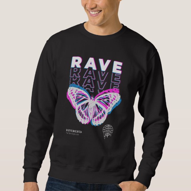 Sweatshirt Papillon de Rave Techno Hardtechno Fête (Devant)