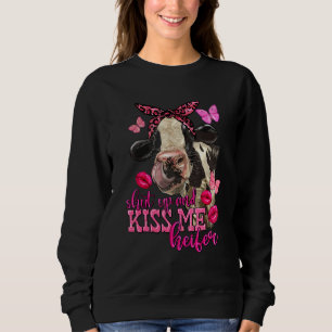 Sweatshirt Papillon de rouge à lèvres de l'amour de vache ros