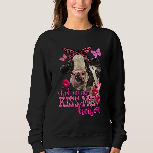 Sweatshirt Papillon de rouge à lèvres de l'amour de vache ros (Devant)