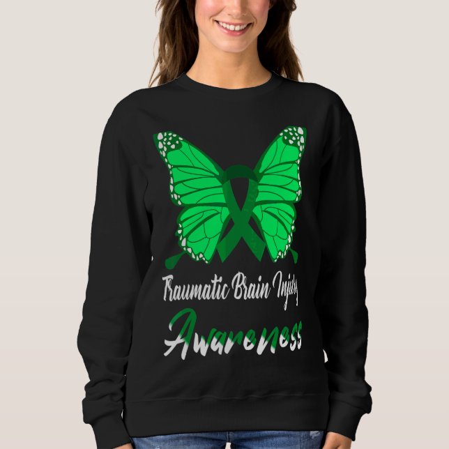 Sweatshirt Papillon de sensibilisation aux traumatismes céréb (Devant)