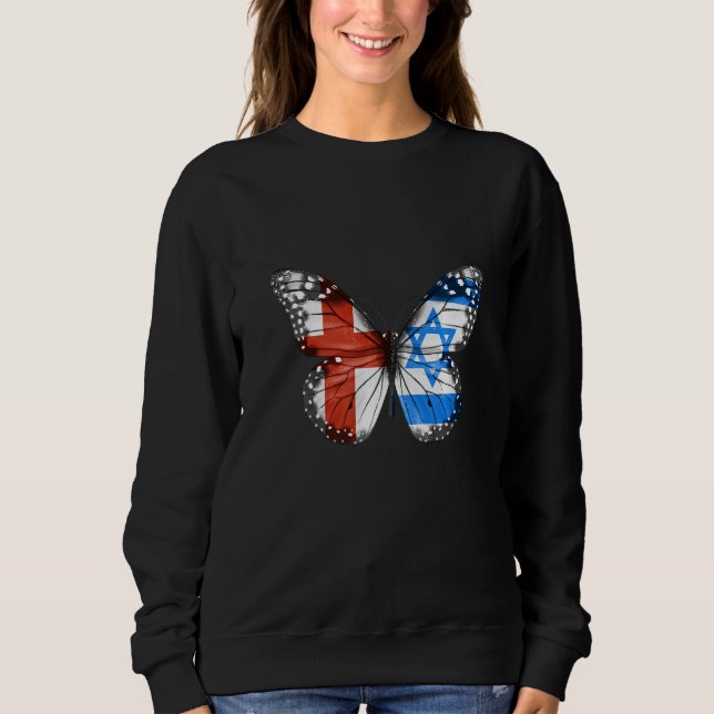 Sweatshirt Papillon du drapeau israélien anglais (Devant)