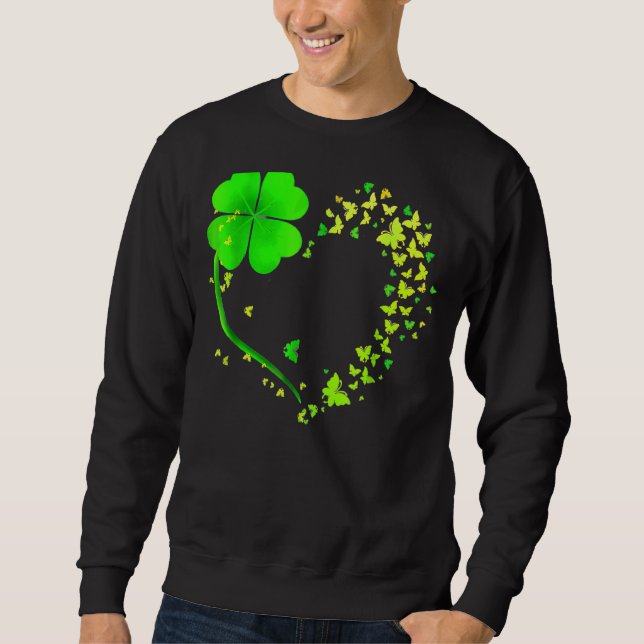 Sweatshirt Papillon Feuille de coeur irlandais St Patrick Clo (Devant)