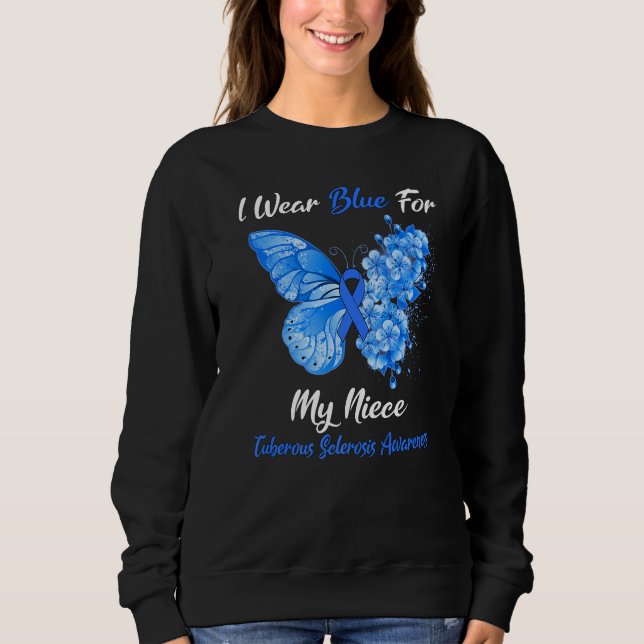 Sweatshirt Papillon Je Porte Bleu Pour Ma Nièce Tuberous Scle (Devant)