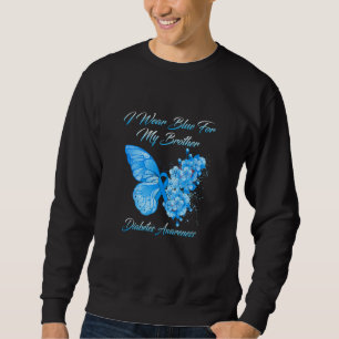 Sweatshirt Papillon Je Porte Bleu Pour Mon Frère Diabète Awar