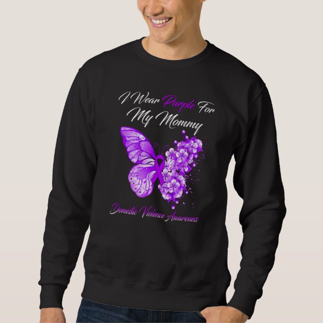 Sweatshirt Papillon Je Porte Du Violet Pour Ma Maman Violence (Devant)