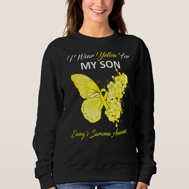 Sweatshirt Papillon Je Porte Jaune Pour Le Sarcome D'Ewing De (Devant)