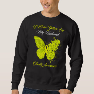 Sweatshirt Papillon Je Porte Jaune Pour Mon Mari Obésité Awa
