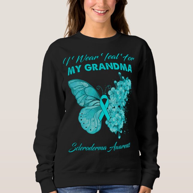 Sweatshirt Papillon Je Porte Turquoise Pour Mon Grand-Mère Sc (Devant)