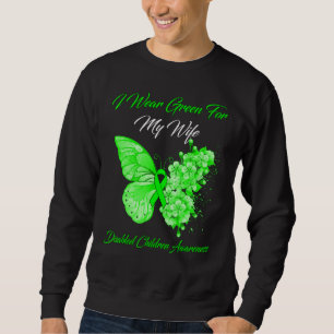 Sweatshirt Papillon Je Porte Vert Pour Ma Femme Enfant Handic