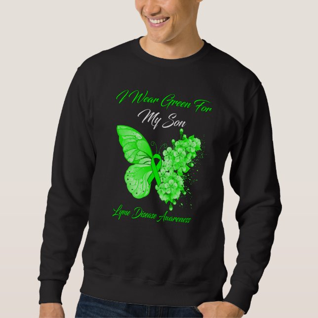 Sweatshirt Papillon Je Porte Vert Pour Mon Fils Maladie De Ly (Devant)
