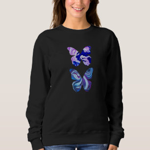 Sweatshirt Papillon Mignon Coloré Aspect Aquarelle Tie Dye Bu