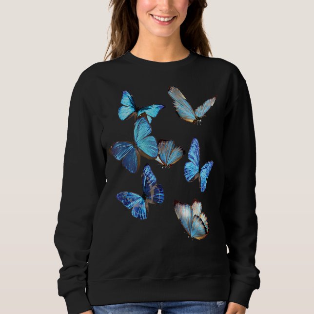 Sweatshirt Papillon Morpho Bleu Essaims Lépidoptères Entomolo (Devant)