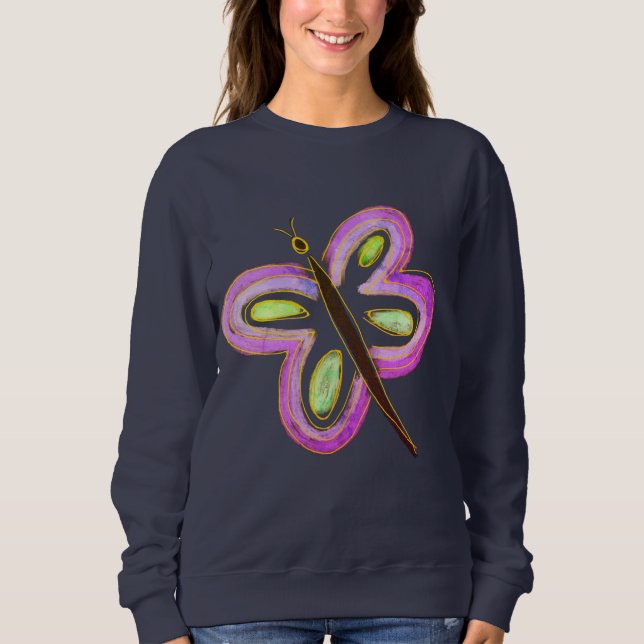 Sweatshirt Papillon Rose Abstrait Art à Porter (Devant)