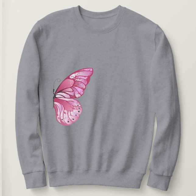 Sweatshirt papillon rose - La grâce rencontre le c (Design devant)