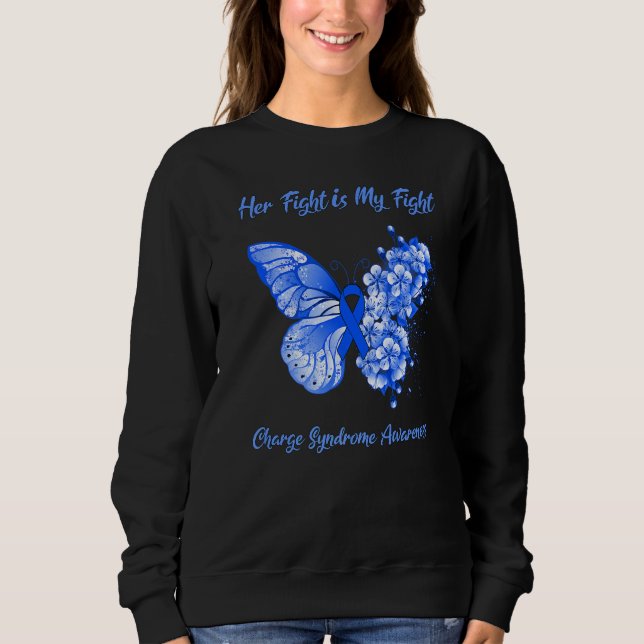 Sweatshirt Papillon Son combat est mon syndrome de charge de  (Devant)