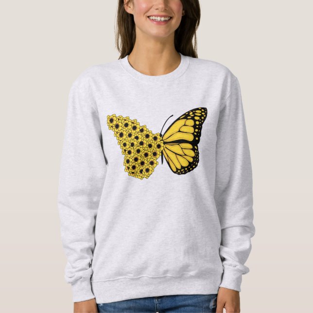 Sweatshirt papillon tournesol vintage femmes monarque (Devant)