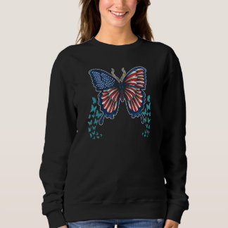 Sweatshirt Papillon Usa Drapeau mignon 4 juillet Américaine f