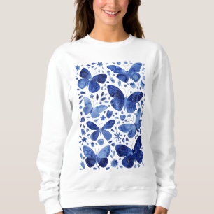 Sweatshirt Papillons Aquarelle Bleu