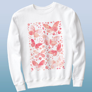 Sweatshirt Papillons Aquarelle Corail rose