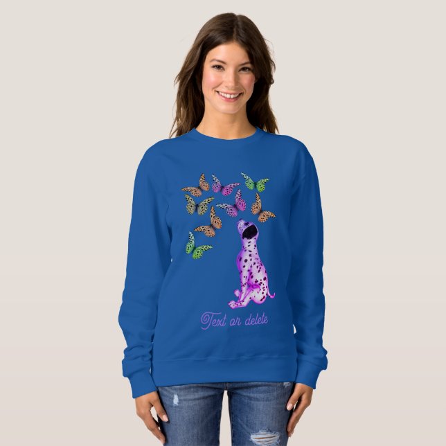 Sweatshirt Papillons colorés de chiot dalmate Personnalisé (Devant entier)