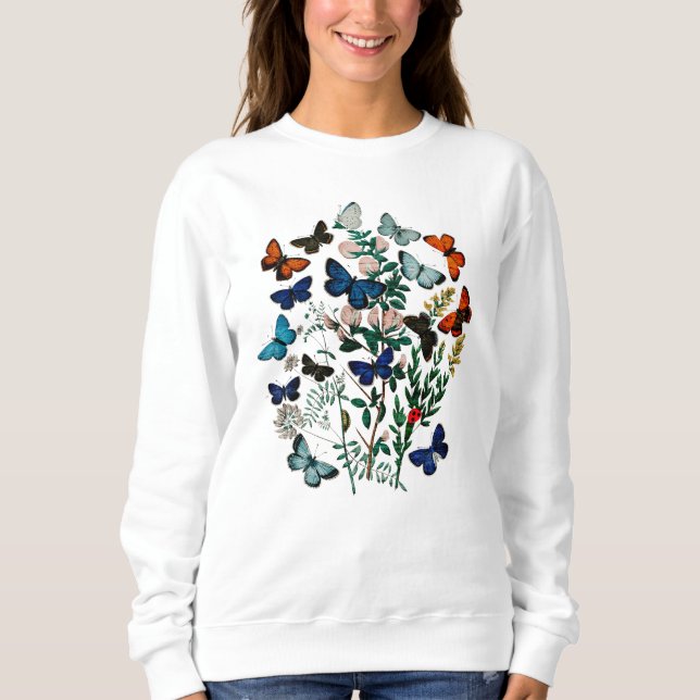 Sweatshirt papillons, fantaisie, nature, don pour elle, (Devant)