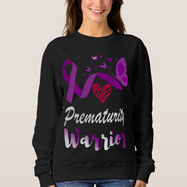 Sweatshirt Papillons guerriers prémices de côtes violettes (Devant)