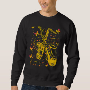 Sweatshirt Papillons Notes musicales Saxophoniste Jazz Musici