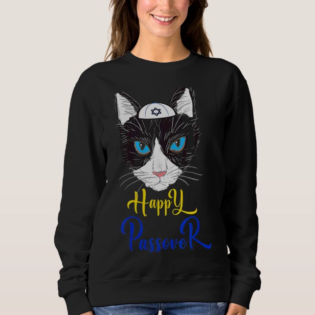 Sweatshirt Pâque Happy Pâque Chat Seder Juif Fête (Devant)