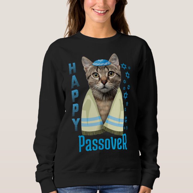 Sweatshirt Pâque Happy Pâque Chat Seder Juif Fête (Devant)