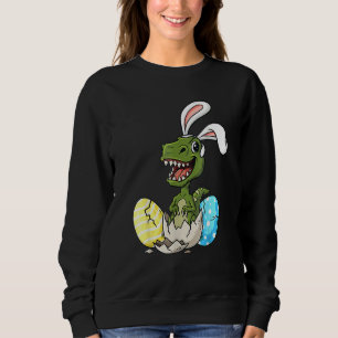 Sweatshirt Pâques Jour T Rex Avec Lapin Oreilles Oeufs Garçon
